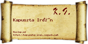 Kapuszta Irén névjegykártya